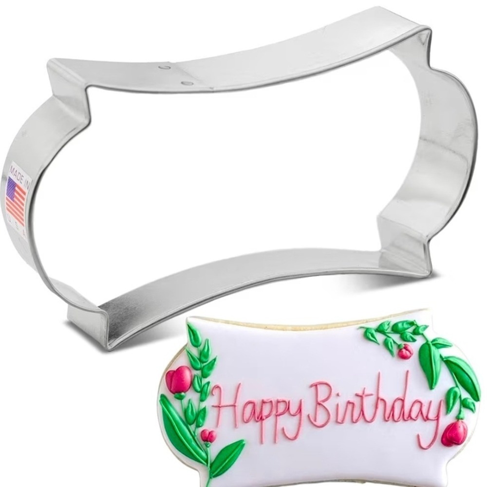 Pair of Large Long Plaque Cookie‎ Cutters 5 Inch Steel Frame Made in USA